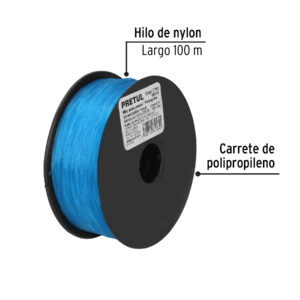 Carrete con 100 m de hilo para pesca azul calibre 0.60 mm - Imagen 3