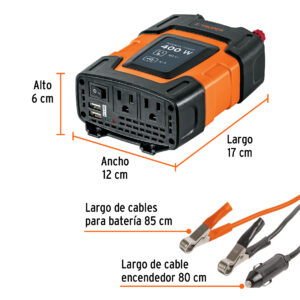 Inversor de corriente de 400 W con puertos USB, TRUPER - Imagen 5