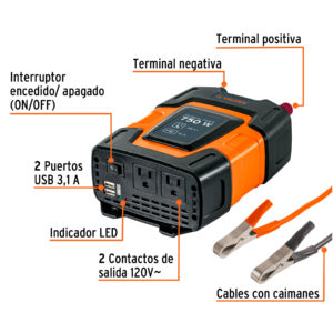 Inversor de corriente de 750 W con puertos USB, TRUPER - Imagen 4
