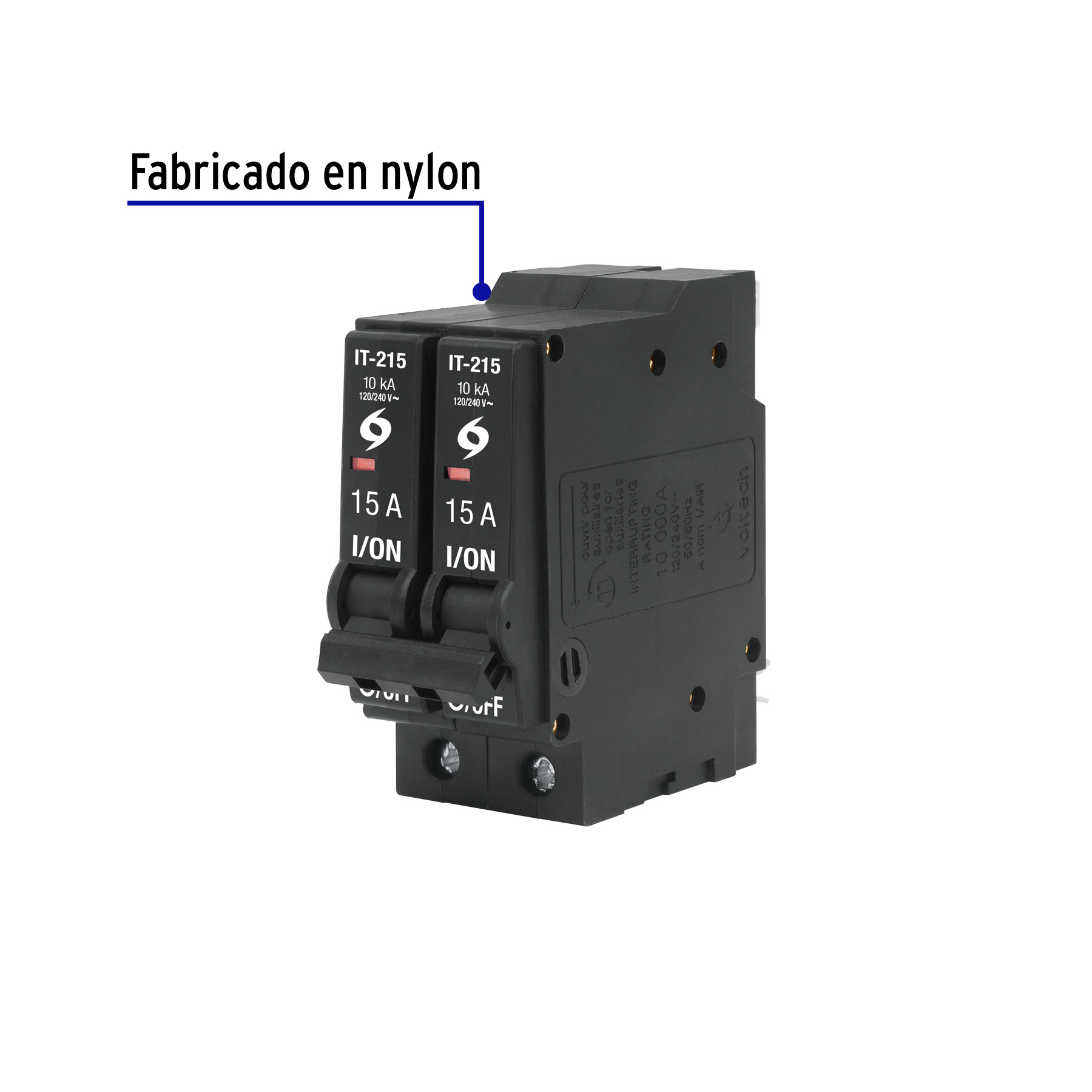 Interruptor de 2 polos 15A, enchufable, VOLTECK - Imagen 3