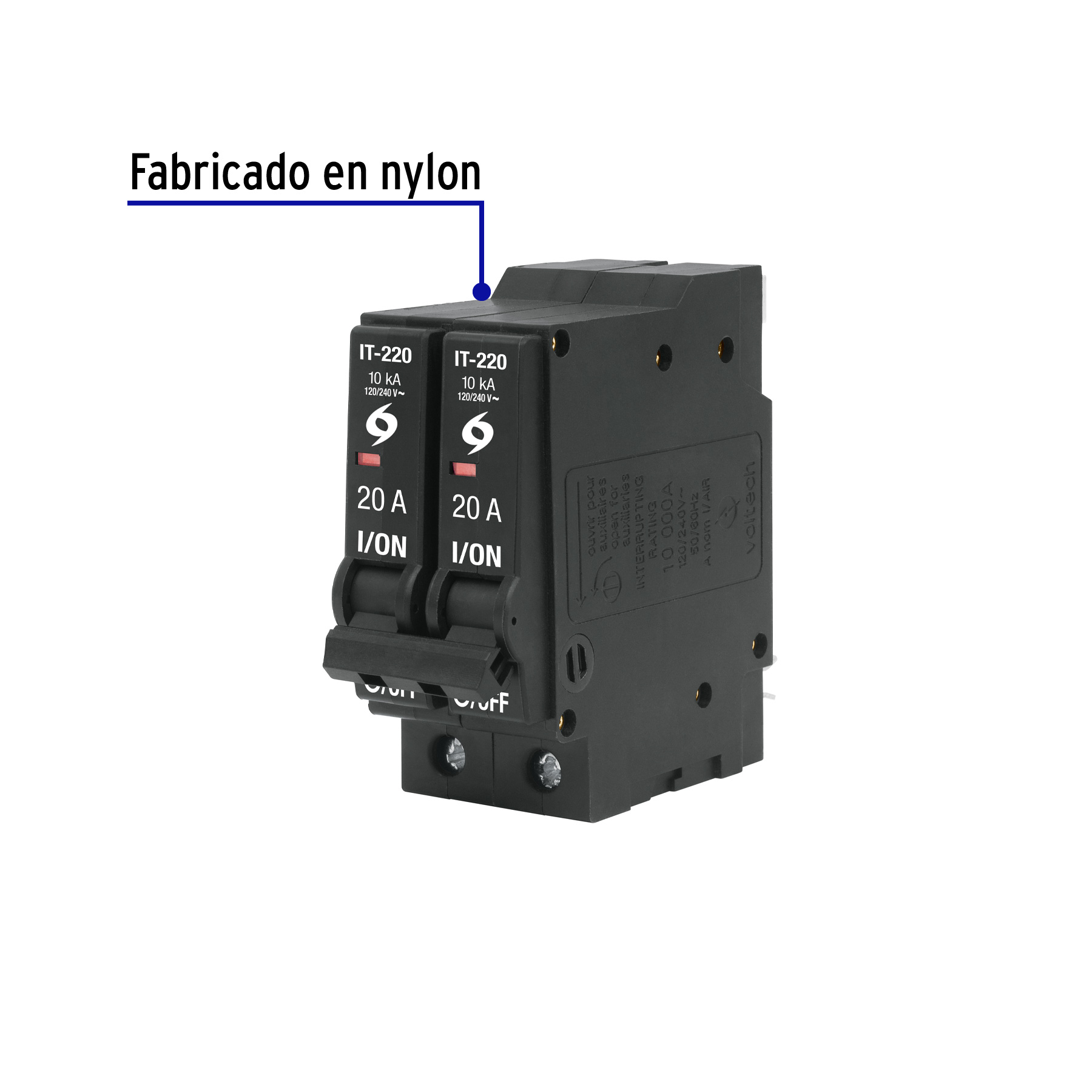 Interruptor de 2 polos 20A, enchufable, VOLTECK - Imagen 3