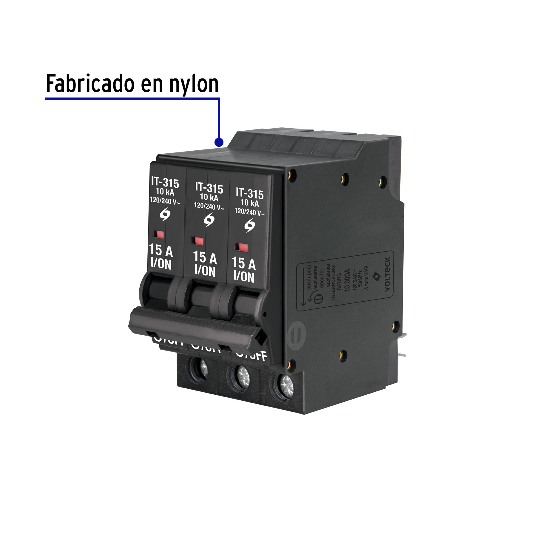 Interruptor de 3 polos 15A, enchufable, VOLTECK - Imagen 3