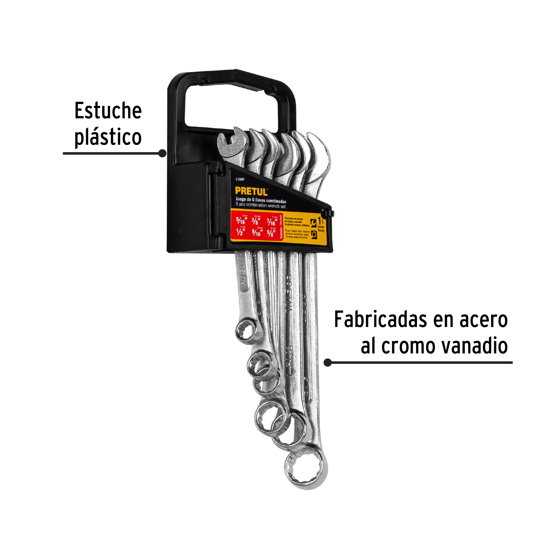 Juego de 6 llaves combinadas std, PRETUL - Imagen 3