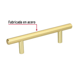 Jaladera de acero, 96mm, línea Cilindro, latón brillante - Imagen 3
