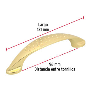 Jaladera de 96mm, línea Elipse, latón brillante, HERMEX - Imagen 4