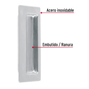 Jaladera de embutir cuadrada acabado cromo mate, HERMEX - Imagen 3