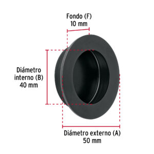 Jaladera de embutir circular No. 4 acabado negro - Imagen 4