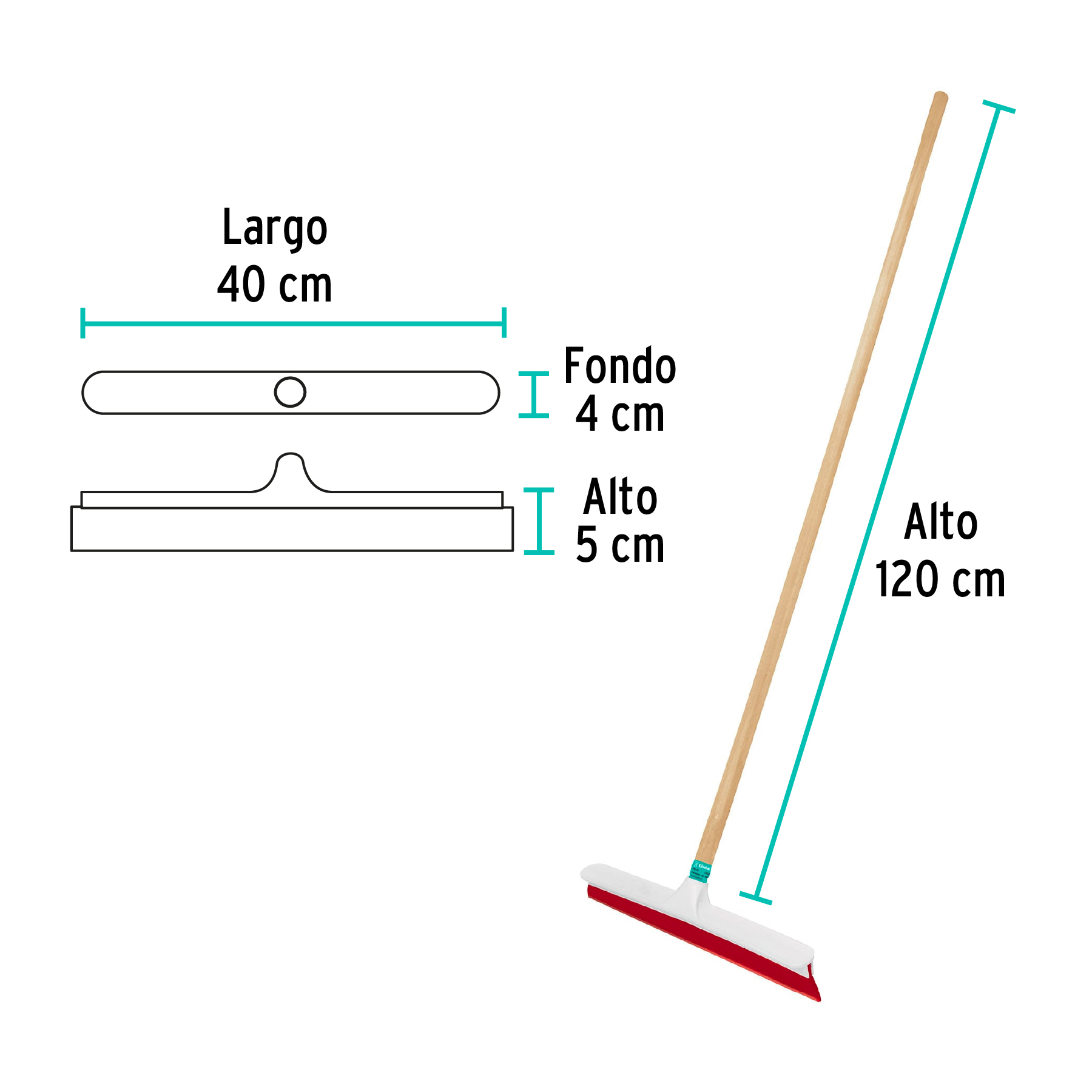 Jalador base plástico de 40 cm, con bastón de madera - Imagen 4