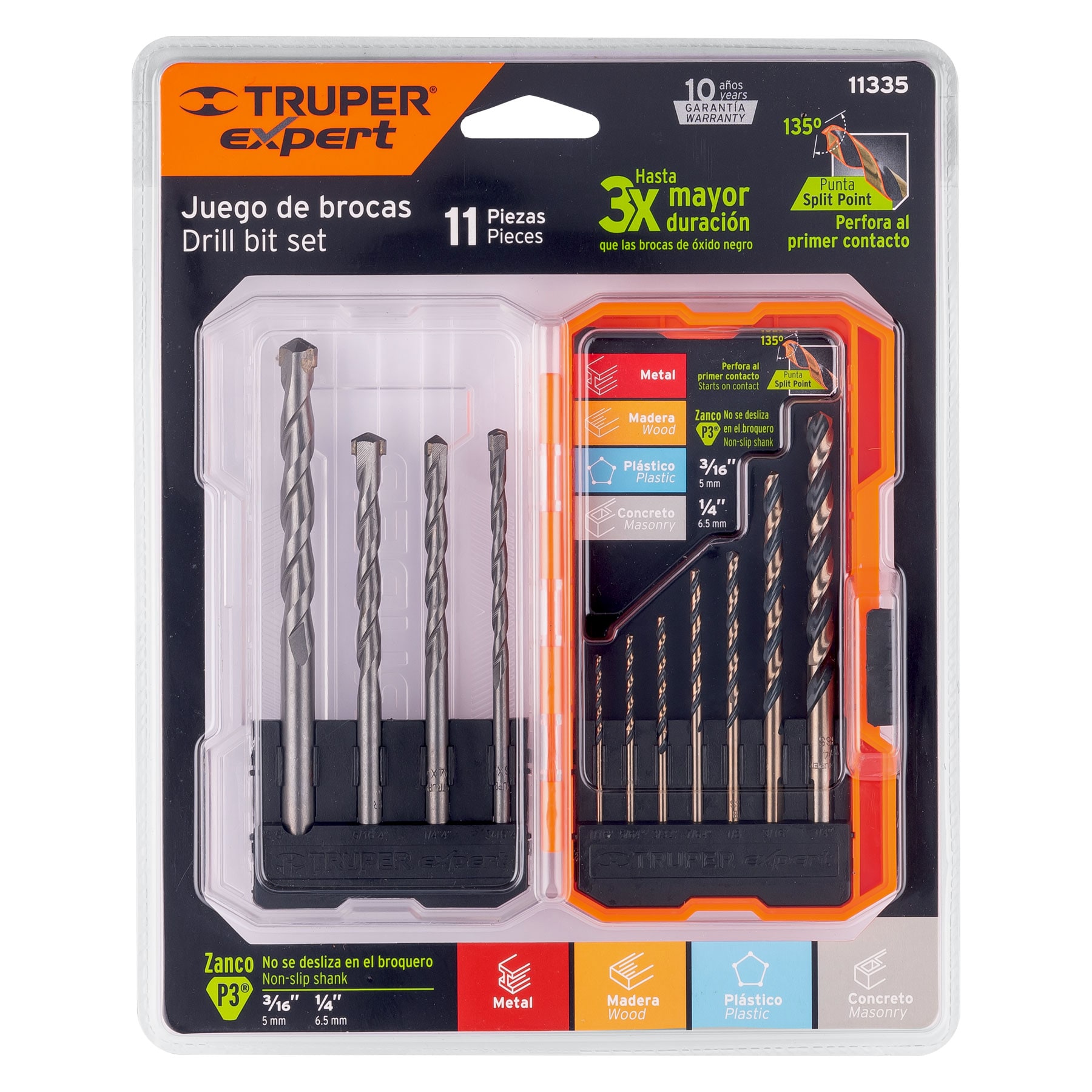 Juego de 11 brocas para metal y concreto en estuche, TRUPER - Imagen 3