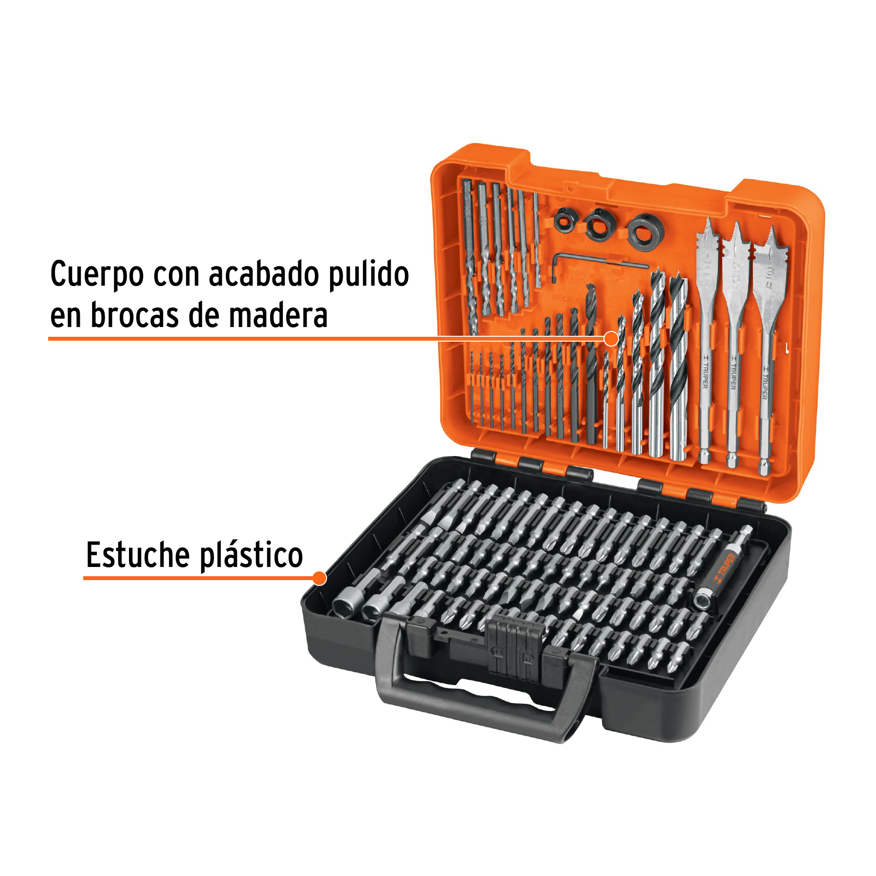 Juego de 100 brocas y puntas en estuche plástico, TRUPER - Imagen 3