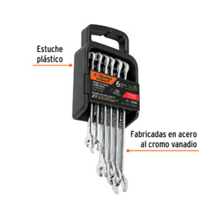 Juego de 6 llaves combinadas extralargas pulidas std, EXPERT - Imagen 3