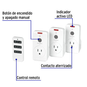 Juego de 3 Contactos con control remoto, VOLTECK - Imagen 3