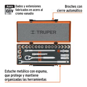 Juego de 25 herramientas cuadro 1/2' std y mm para mecánico - Imagen 4