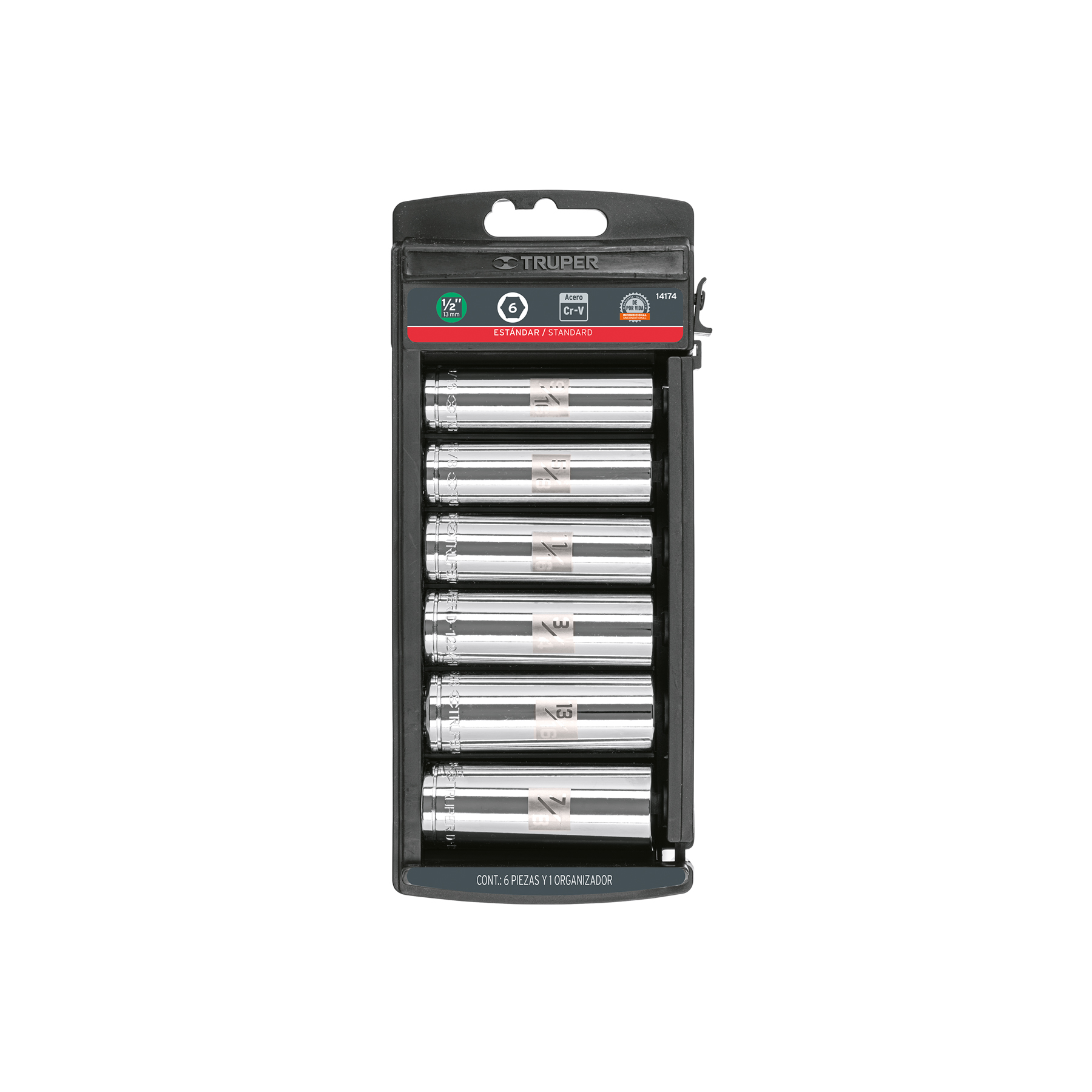 Juego 6 dados largos cuadro 1/2' std, TRUPER