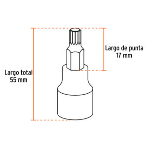 Juego de 7 dados cuadro 1/2' punta corta bristol, en estuche - Imagen 4