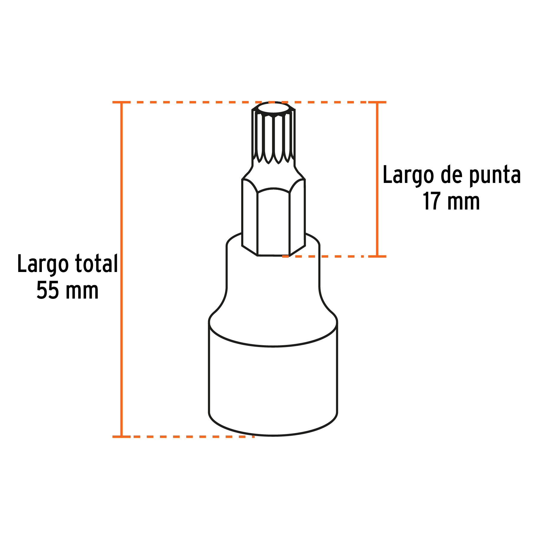 Juego de 7 dados cuadro 1/2' punta corta bristol, en estuche - Imagen 4
