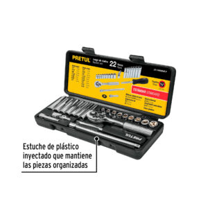 Juego de 22 herramientas 1/4' std para mecánico, PRETUL - Imagen 4