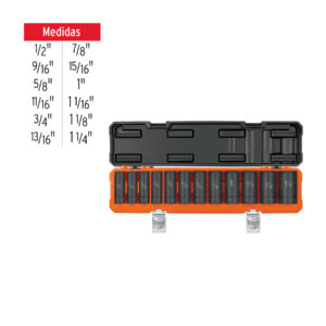Juego de 12 dados largos cuadro 1/2' de impacto 6 puntas std - Imagen 4