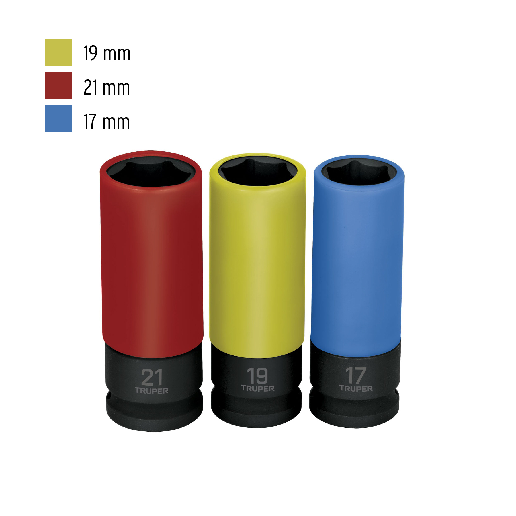 Juego 3 dados largos 1/2' impacto protección plástica 6p mm - Imagen 5