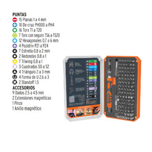 Desarmador de precisión con 106 puntas intercambiables - Imagen 4