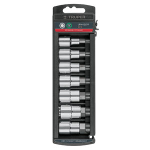 Juego de 7 dados cuadro 1/2' punta hexagonal std, TRUPER
