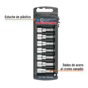 Juego de 7 dados punta hexagonal std, cuadro 3/8', TRUPER - Imagen 3
