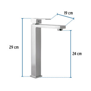 Monomando alto para lavabo, cromo, FOSET KUBO - Imagen 4