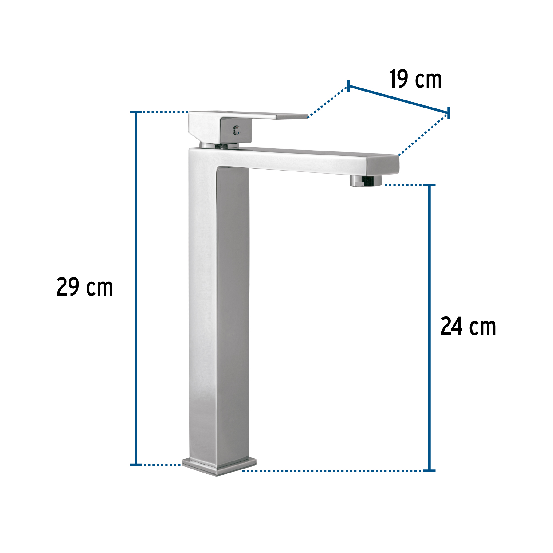 Monomando alto para lavabo, cromo, FOSET KUBO - Imagen 4