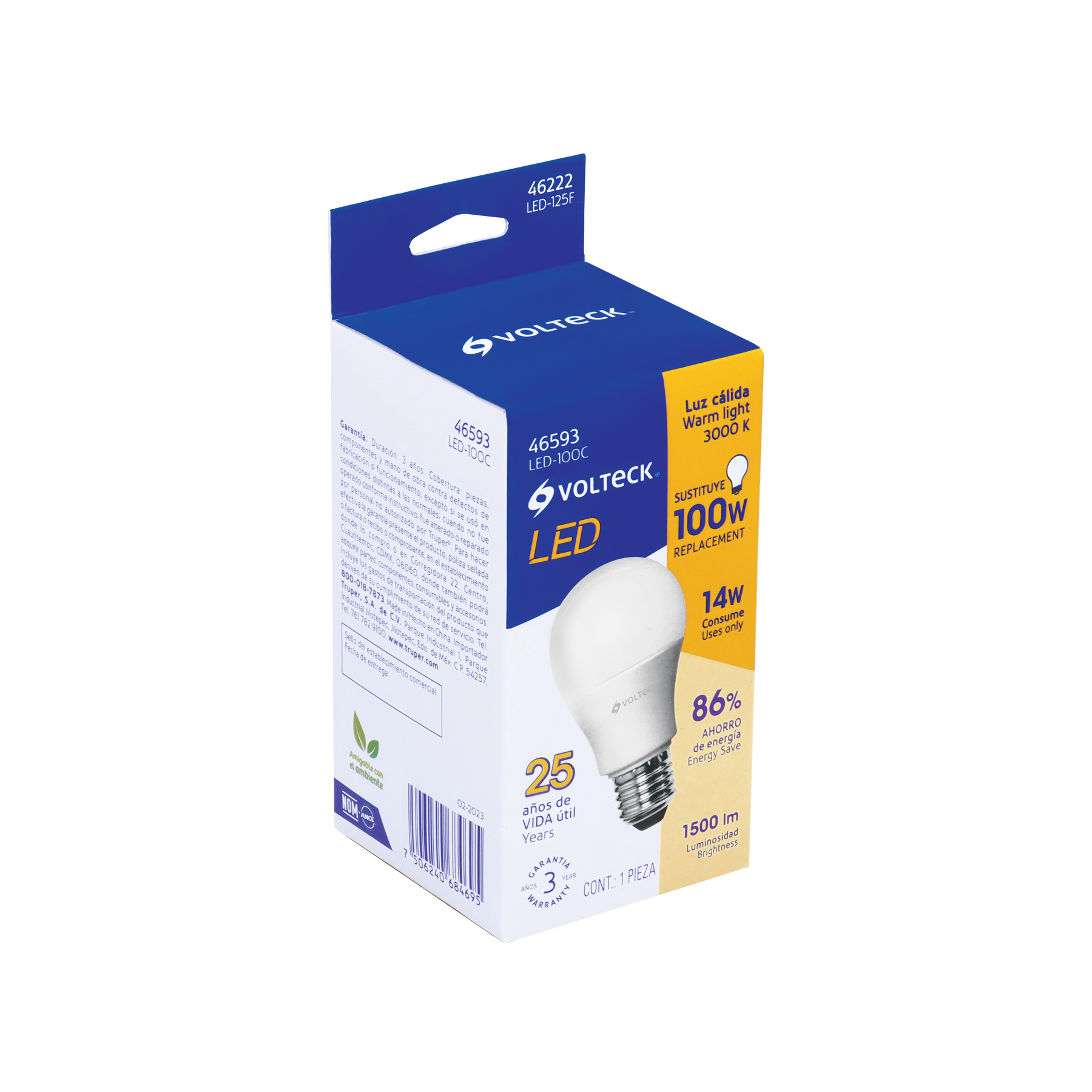 Foco LED 14W (100W) A19, 3000K blanca cálida, 1500 lm, caja - Imagen 5