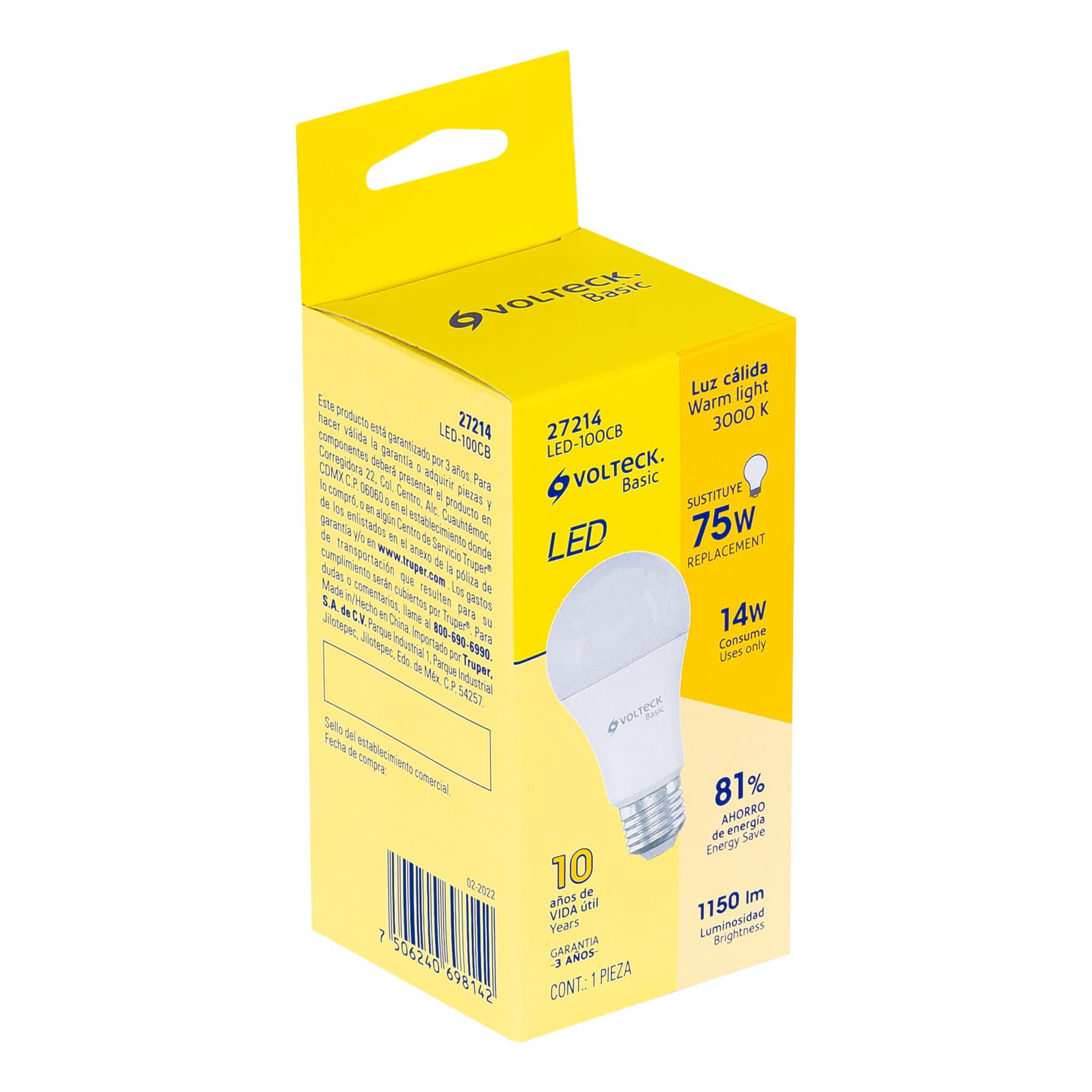 Foco LED 14W (75W) A19, 3000K blanca cálida, 1150 lm, BASIC - Imagen 5