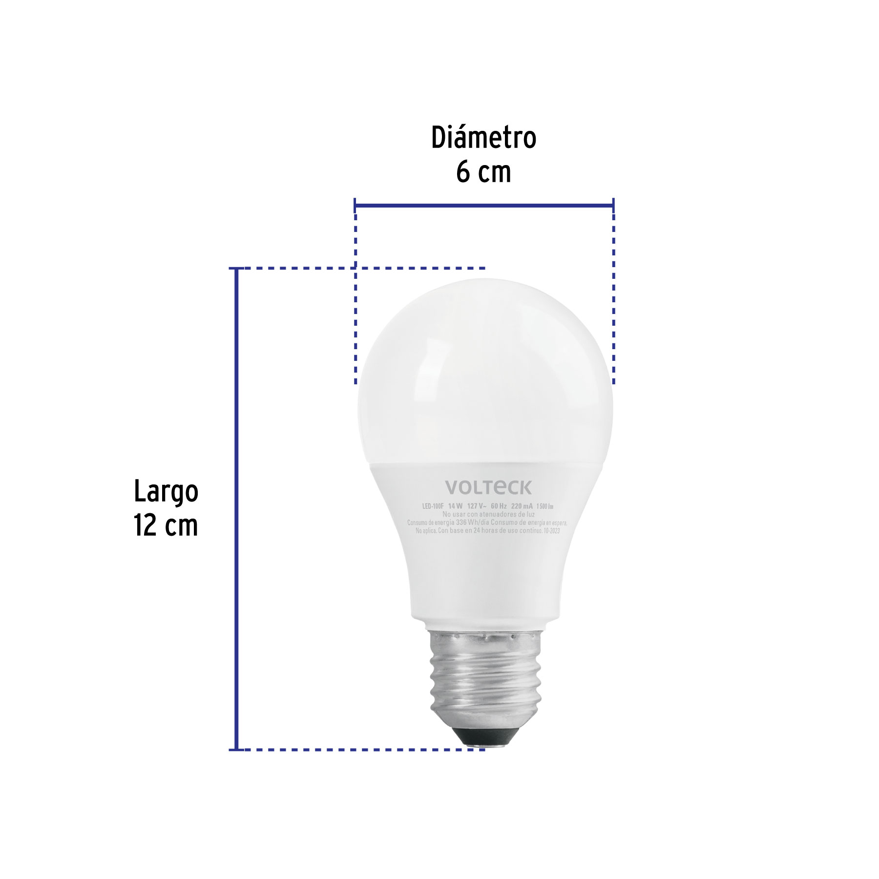 Foco LED 14W (100W) A19, 6500K blanca fría, 1500 lm, caja - Imagen 4