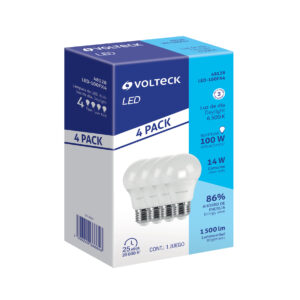 Alternative view of Pack 4 focos LED 14W (100W) A19, 6500K blanca fría, 1500 lm