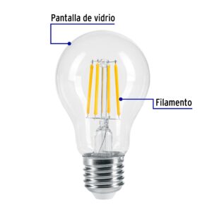 Foco LED filamento 6 W, A19, 2700K luz ambar, E26, VOLTECK - Imagen 3