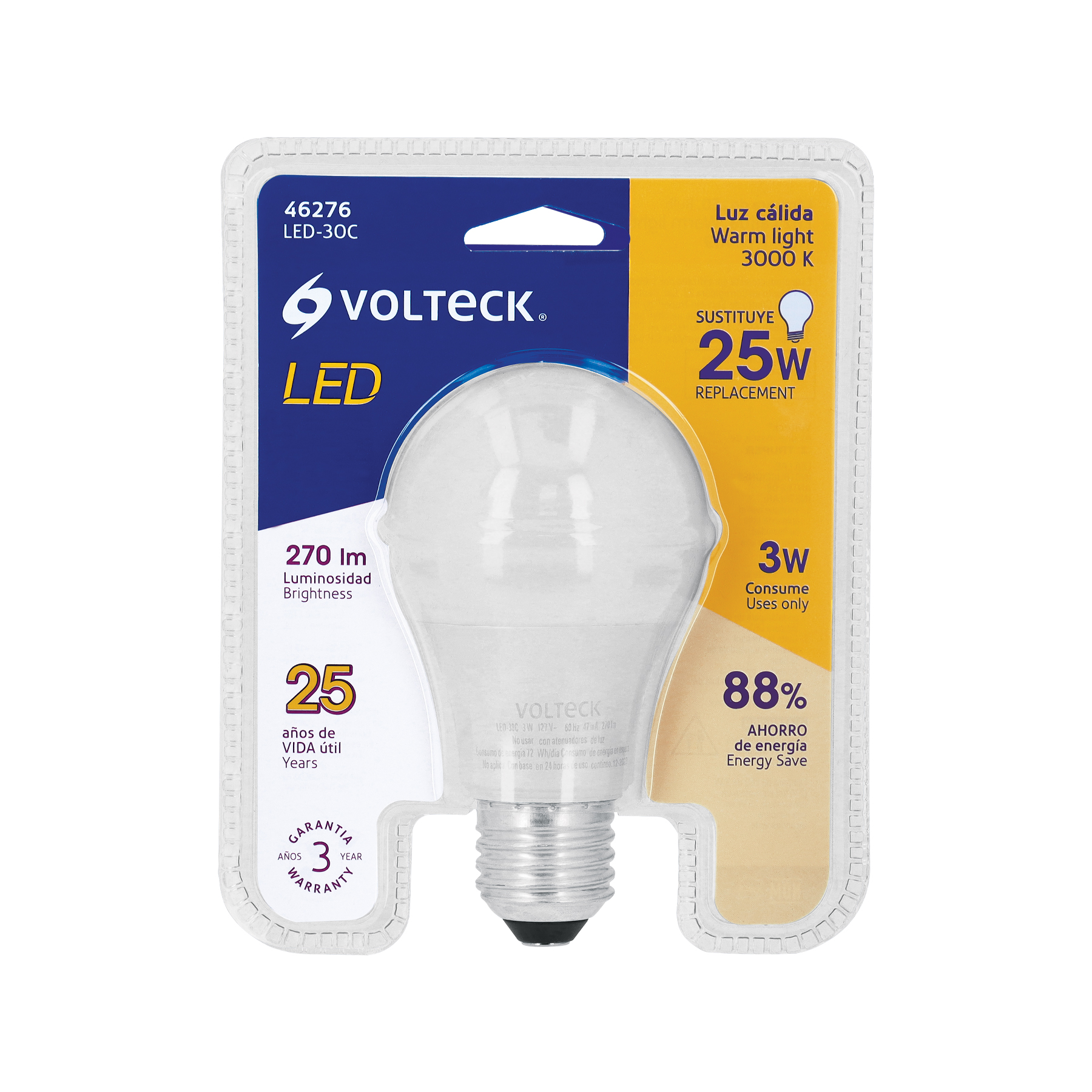 Foco LED 3W (25W) A19, 3000K blanca cálida, 270 lm, blíster - Imagen 5
