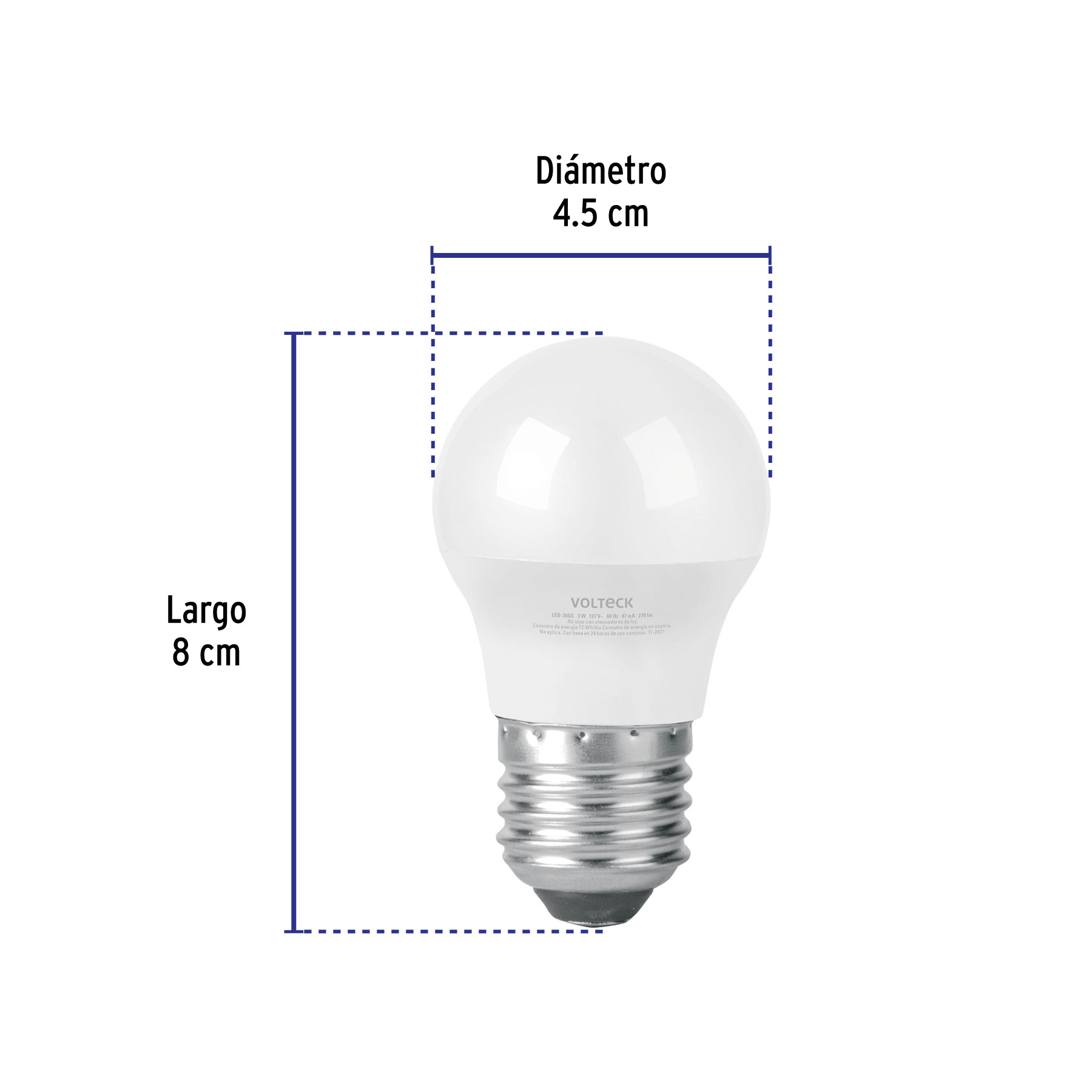Foco LED 3W (25W) G45, 3000K blanca cálida, 270 lm, blíster - Imagen 4