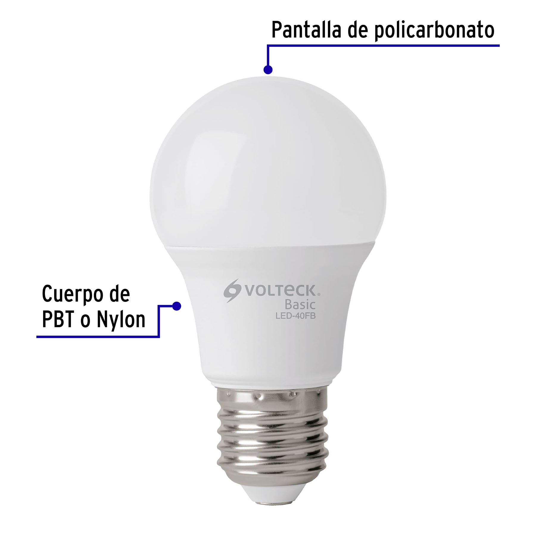 Foco LED 6W (40W) A19, 6500K blanca fría, 570 lm, BASIC - Imagen 3