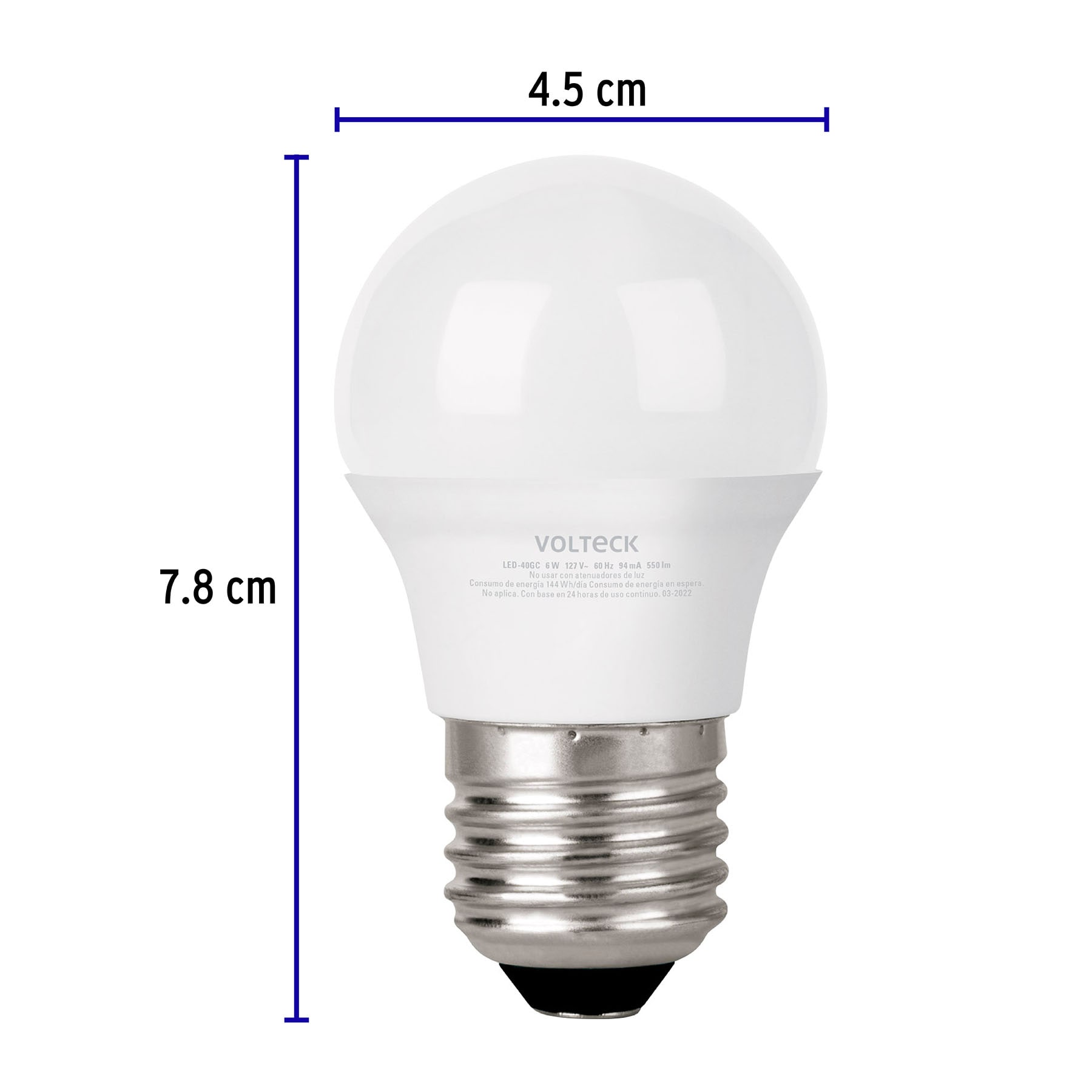 Foco LED 6W (40W) G45, 3000K blanca cálida, 550 lm, blíster - Imagen 4