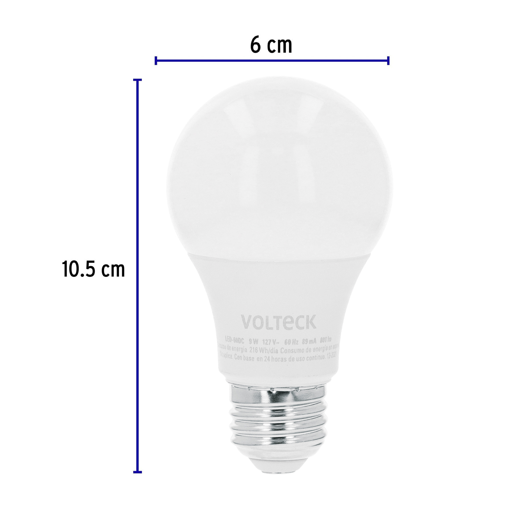 Foco LED 9W (60W) A19 3000K blanca cálida atenuable, VOLTECK - Imagen 4
