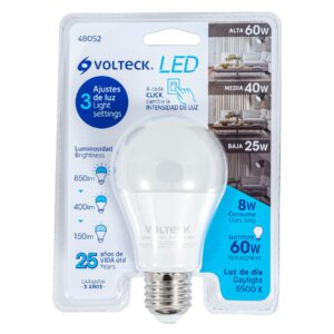 Foco LED 8W (60W) A19 6500K 3 niveles de luminosidad VOLTECK - Imagen 7