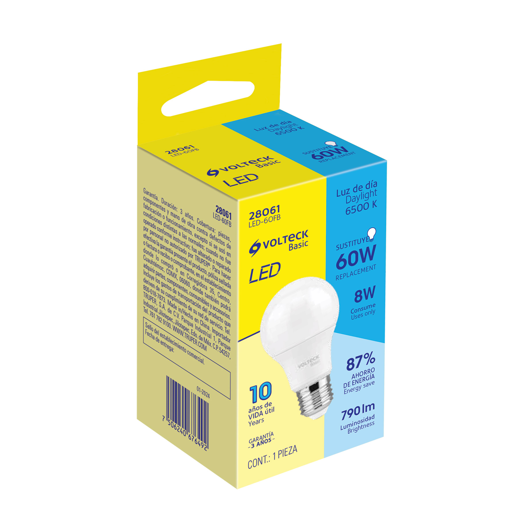 Foco LED 8W (60W) A19, 6500K blanca fría, 790 lm, BASIC - Imagen 5