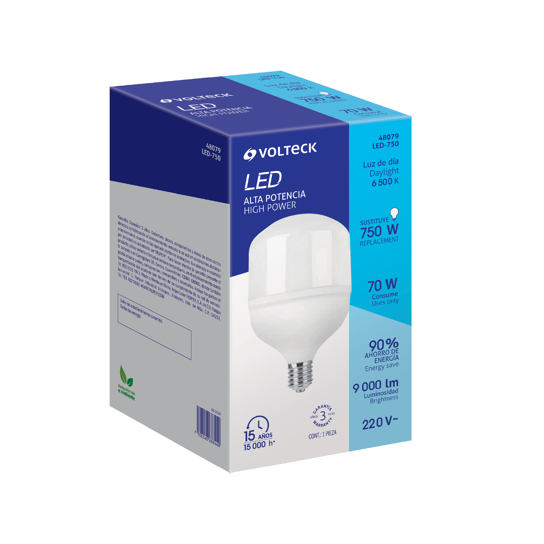 Foco LED alta potencia 70 W (750 W), 6500 K, E39, VOLTECK - Imagen 5