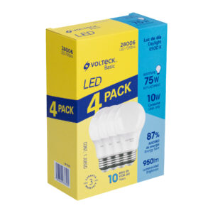 Pack 4 focos LED 10W (75W) A19, 6500K fría, 950 lm, BASIC - Imagen 2