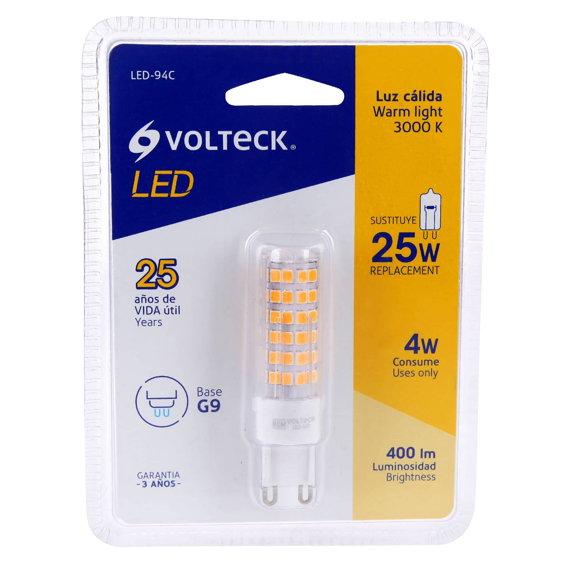 Foco LED 4 W, tipo capsula, 2700K luz ámbar, G9, VOLTECK - Imagen 5
