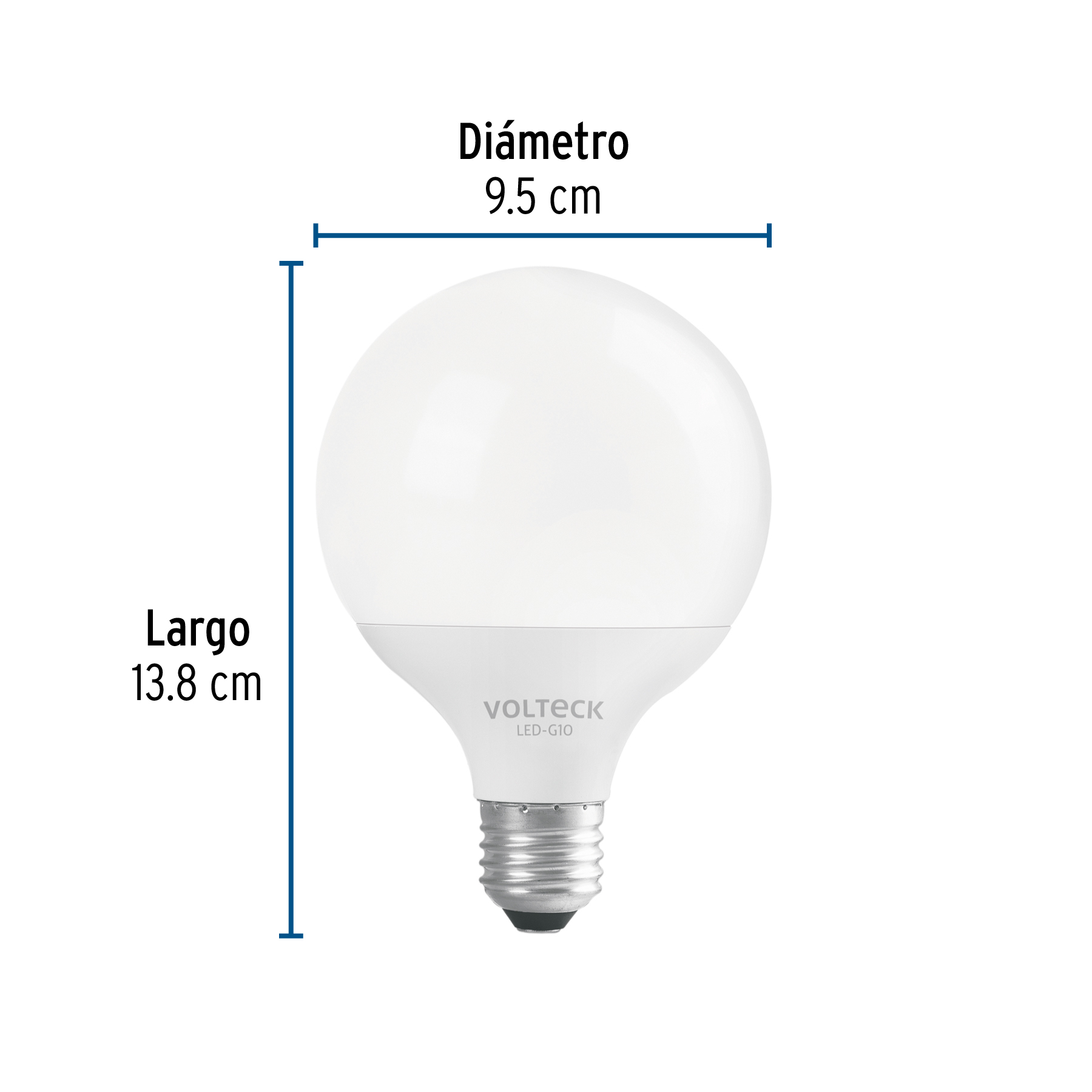 Foco LED 8 W, tipo globo G95,6500K blanca fría, E26, VOLTECK - Imagen 4
