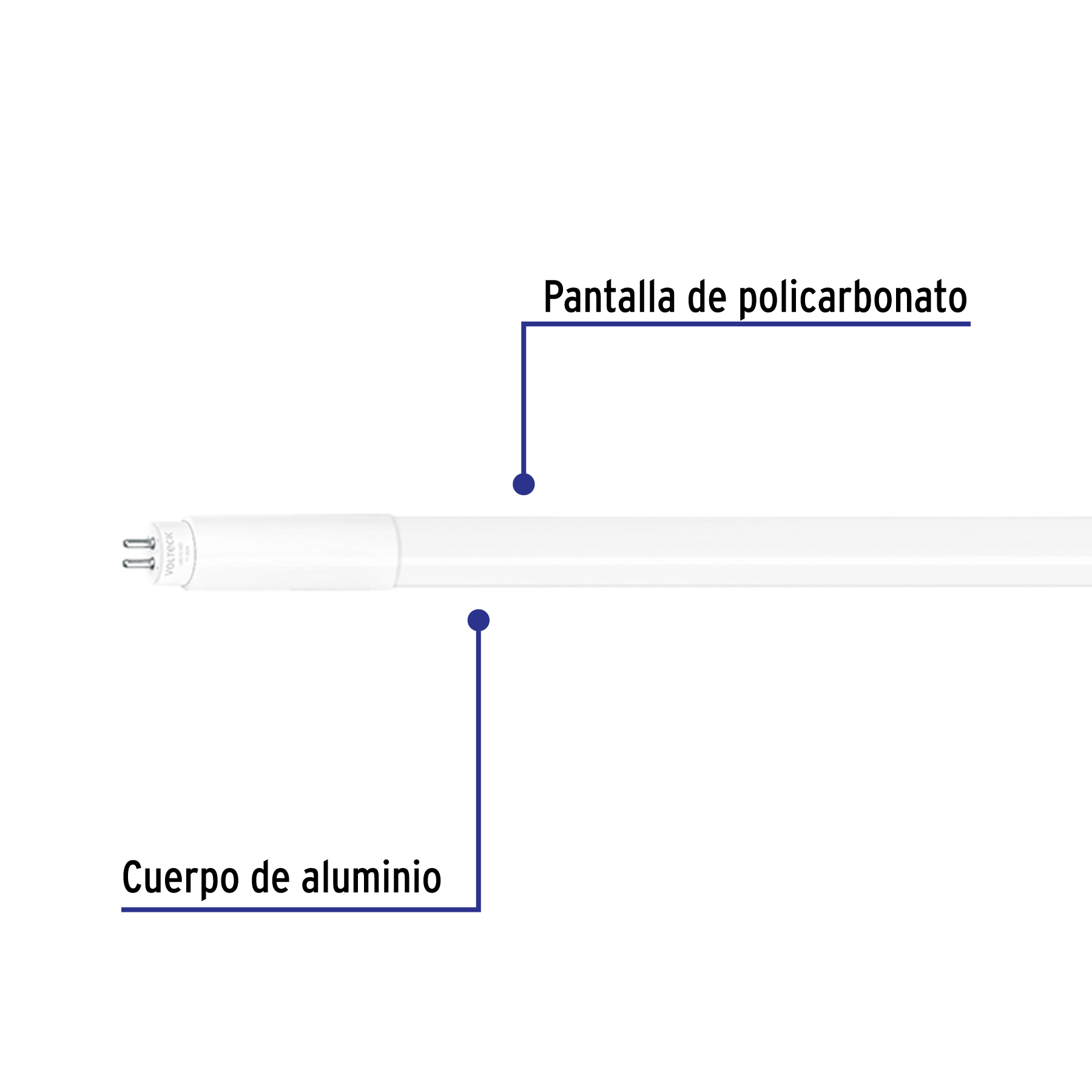 Tubo LED T5 16W G5, 6500K blanca fría, opalino, VOLTECK - Imagen 3
