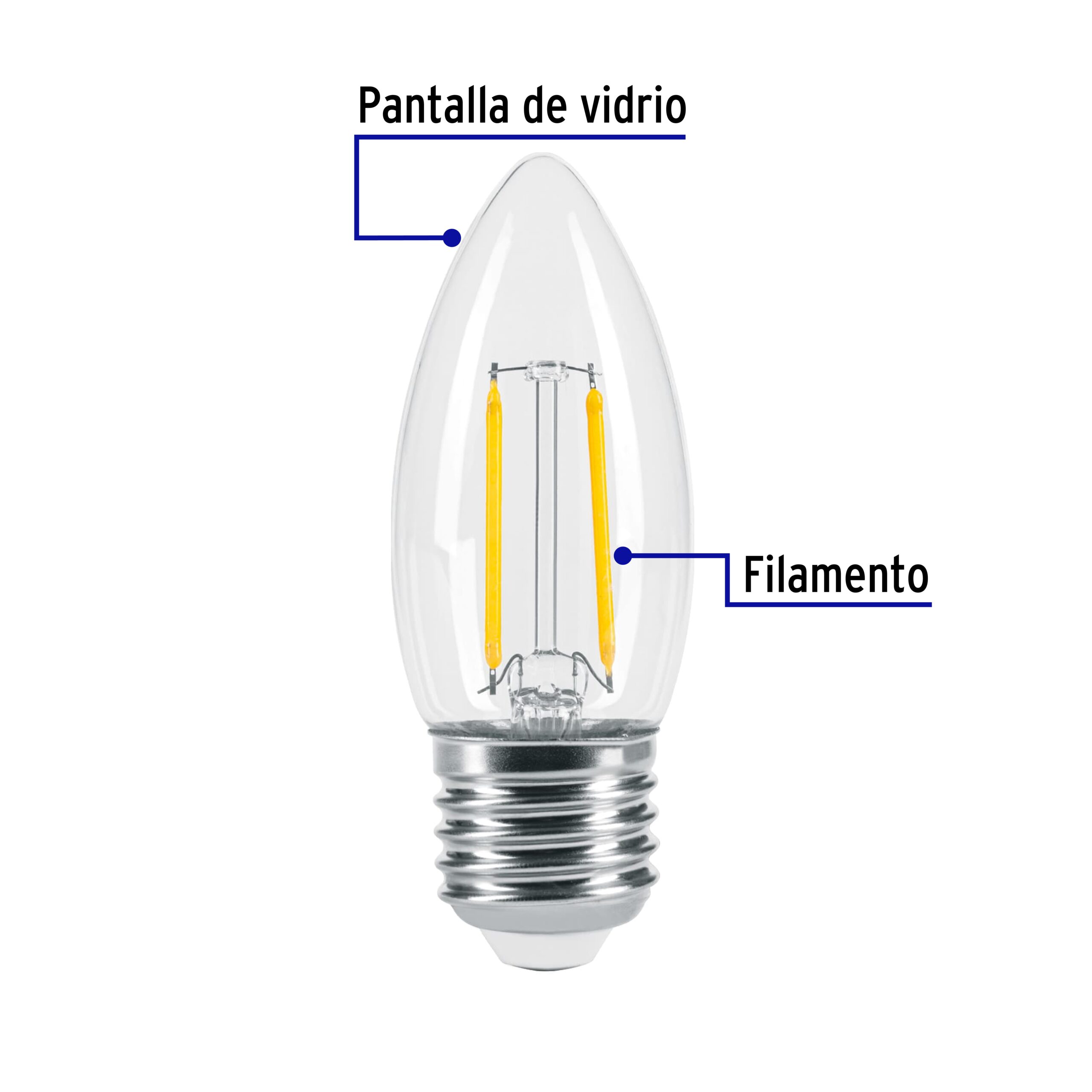 Foco LED filamento 3 W, vela, 2700K luz ambar, E26, VOLTECK - Imagen 3