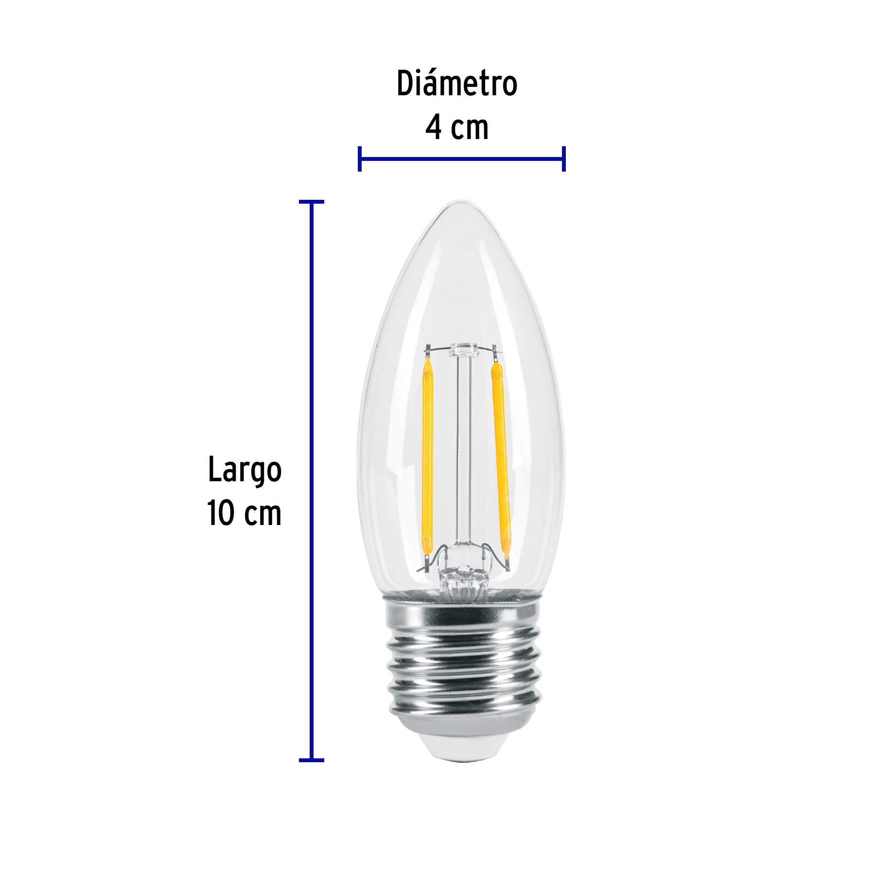 Foco LED filamento 3 W, vela, 2700K luz ambar, E26, VOLTECK - Imagen 4