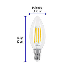 Foco LED filamento 4 W, vela, 2700K luz ambar, E14, VOLTECK - Imagen 4