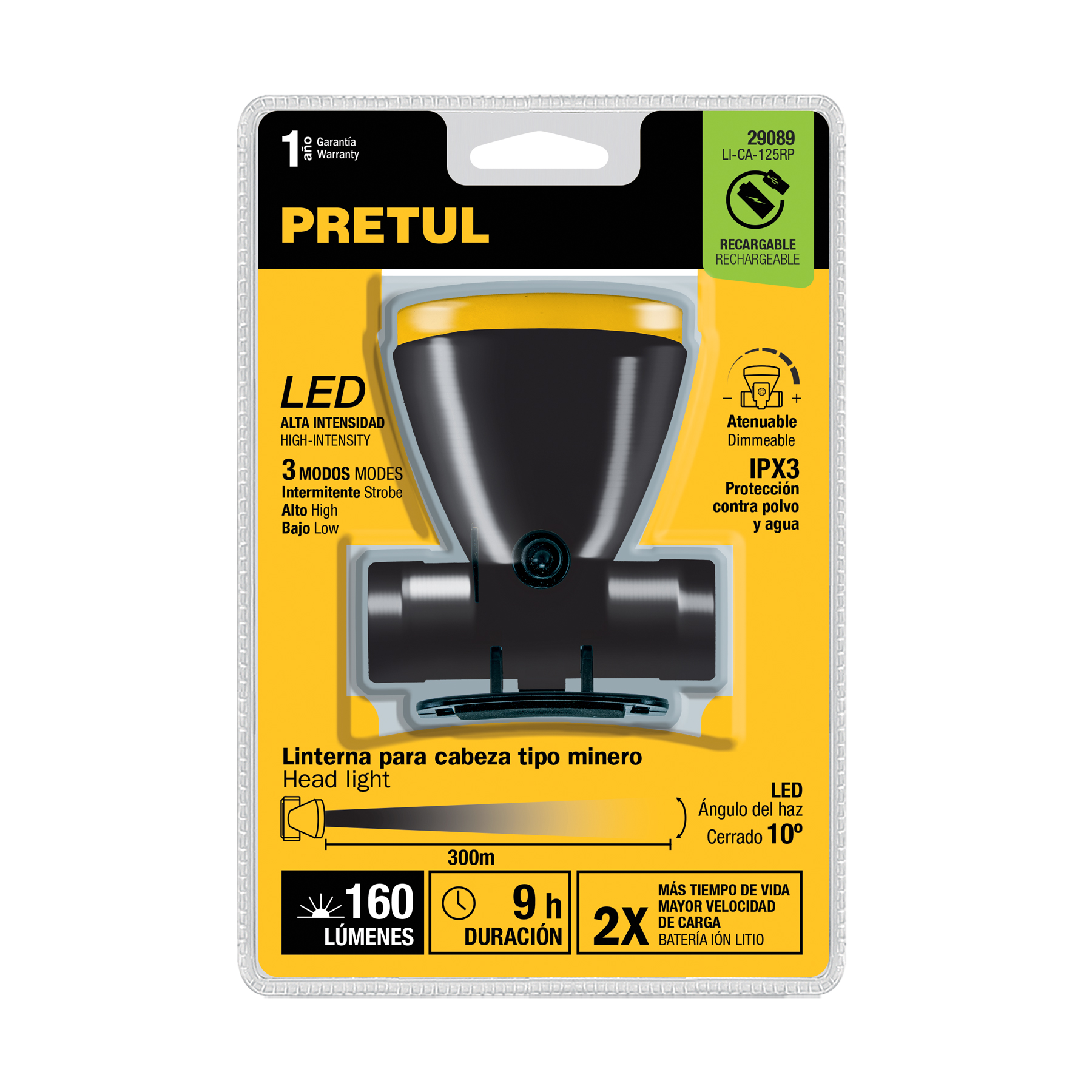 Linterna de minero LED 160 lm recargable, PRETUL - Imagen 7