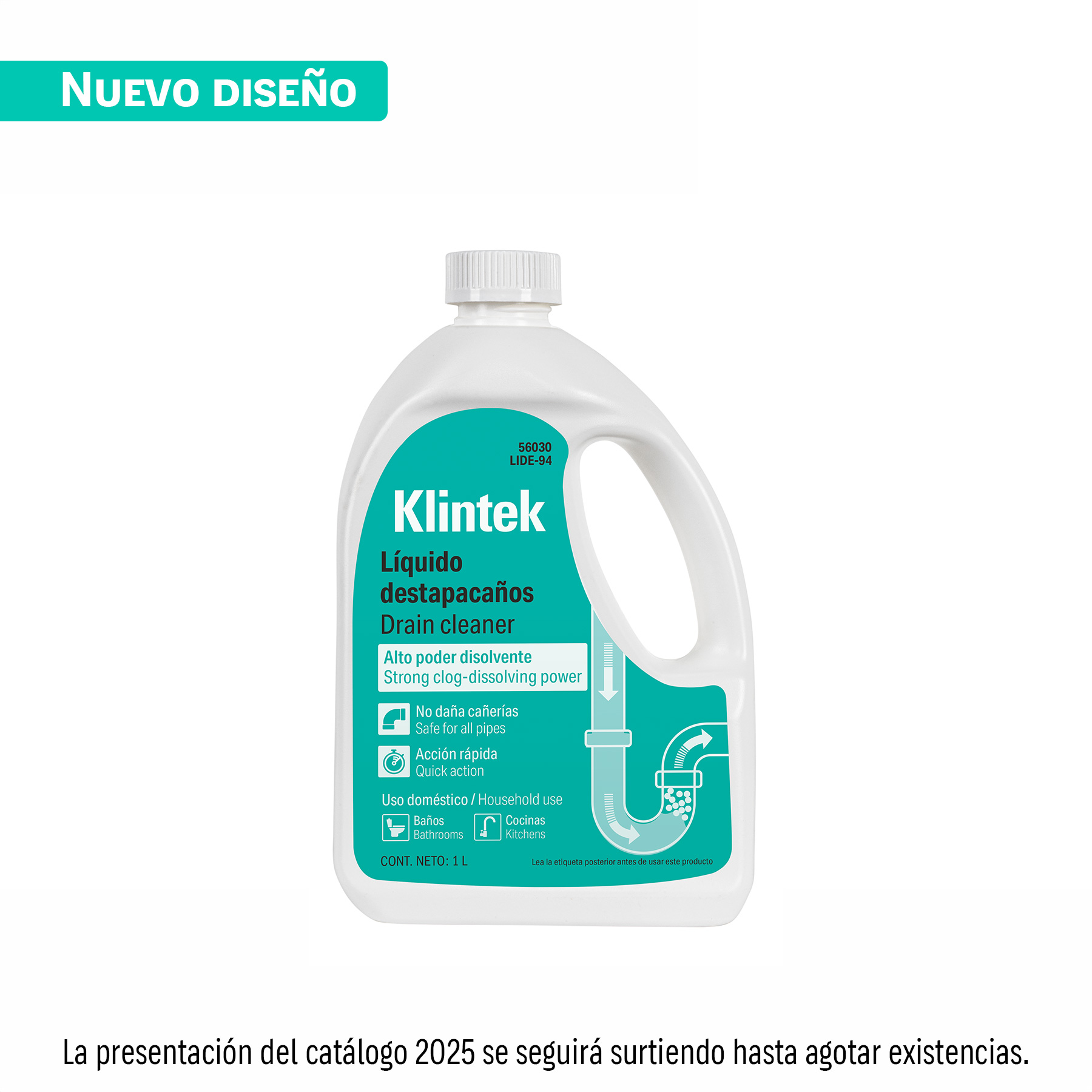 Líquido destapacaños de 1 L, KLINTEK - Imagen 2